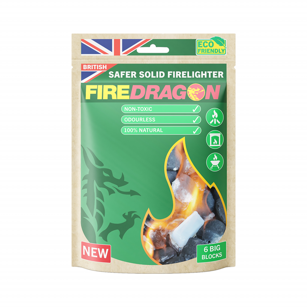 FireDragon Solid eco-friendly Firelighter and fuel pack of 6 packaging